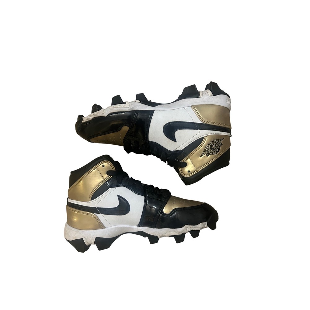 Nike Jordan Black & Gold Football Cleats Kids 3.5Y Mid TD HF6883-701 Fastflex
